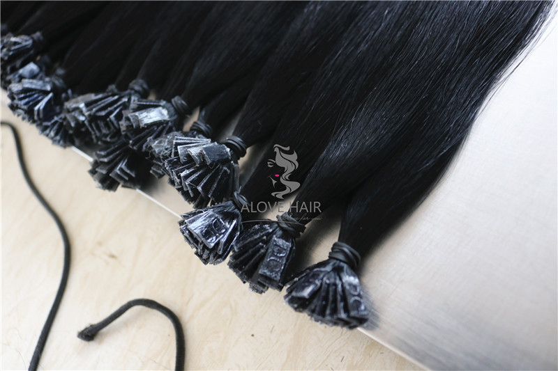 Remy bonded hair extensions flat tip hair with logo